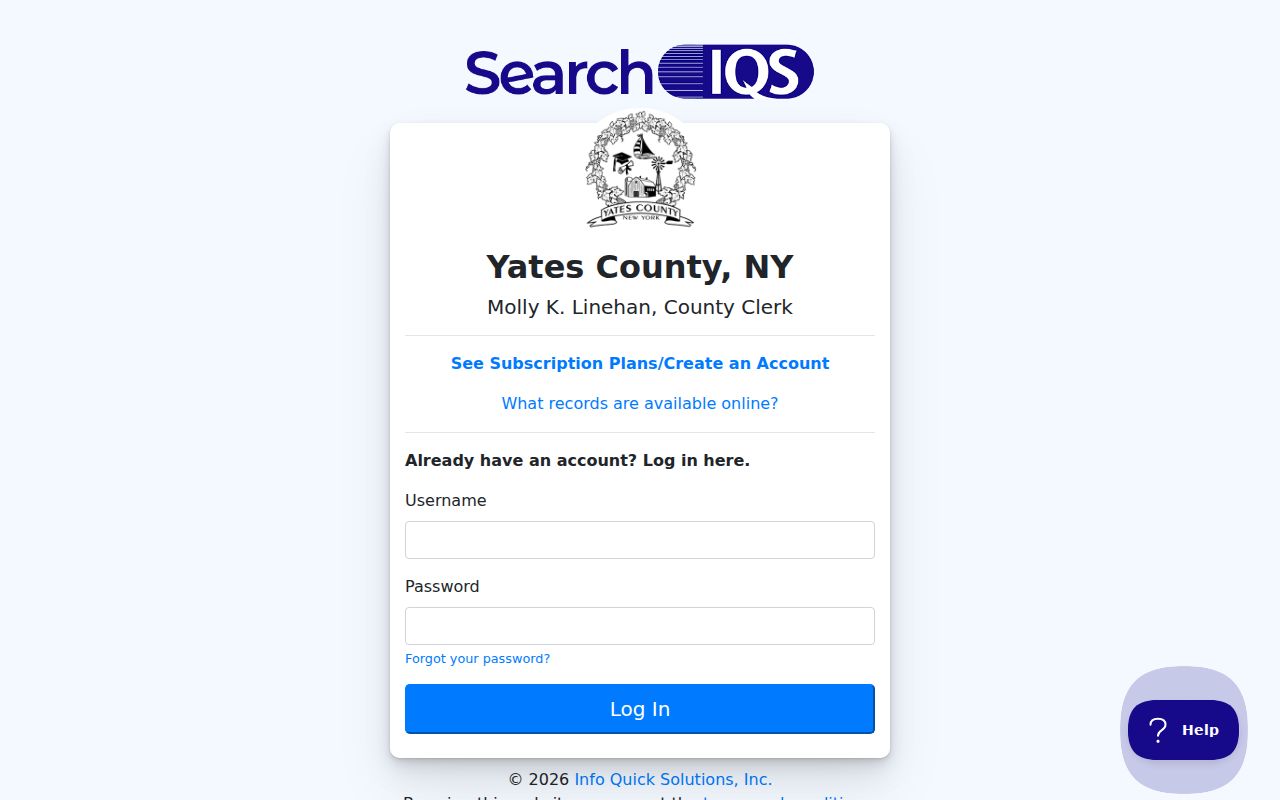 Yates County court case lookup through the IQS records login