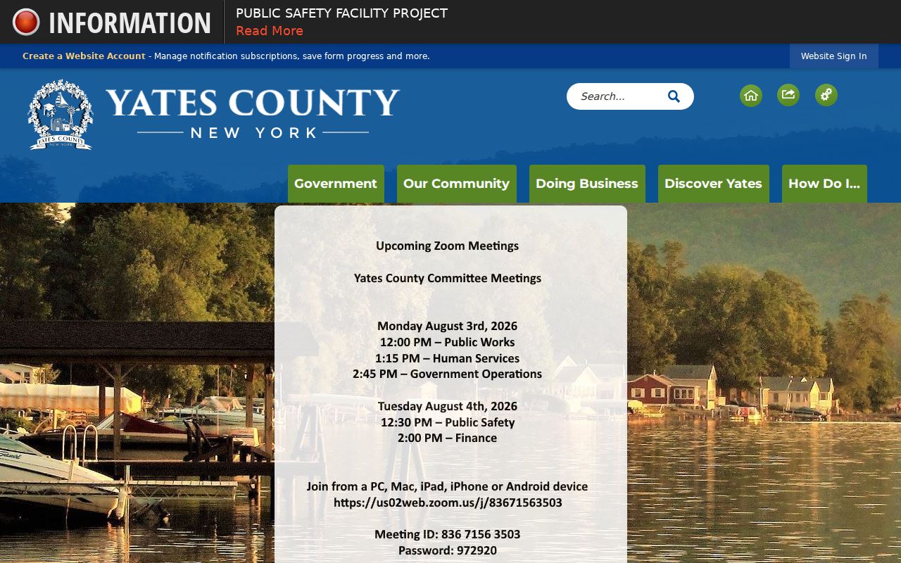 Yates County government directory for criminal record offices