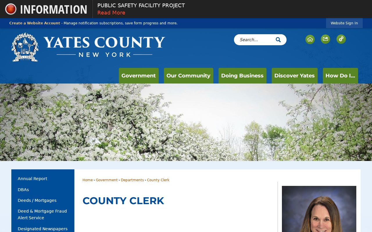 Yates County Clerk criminal court record office information