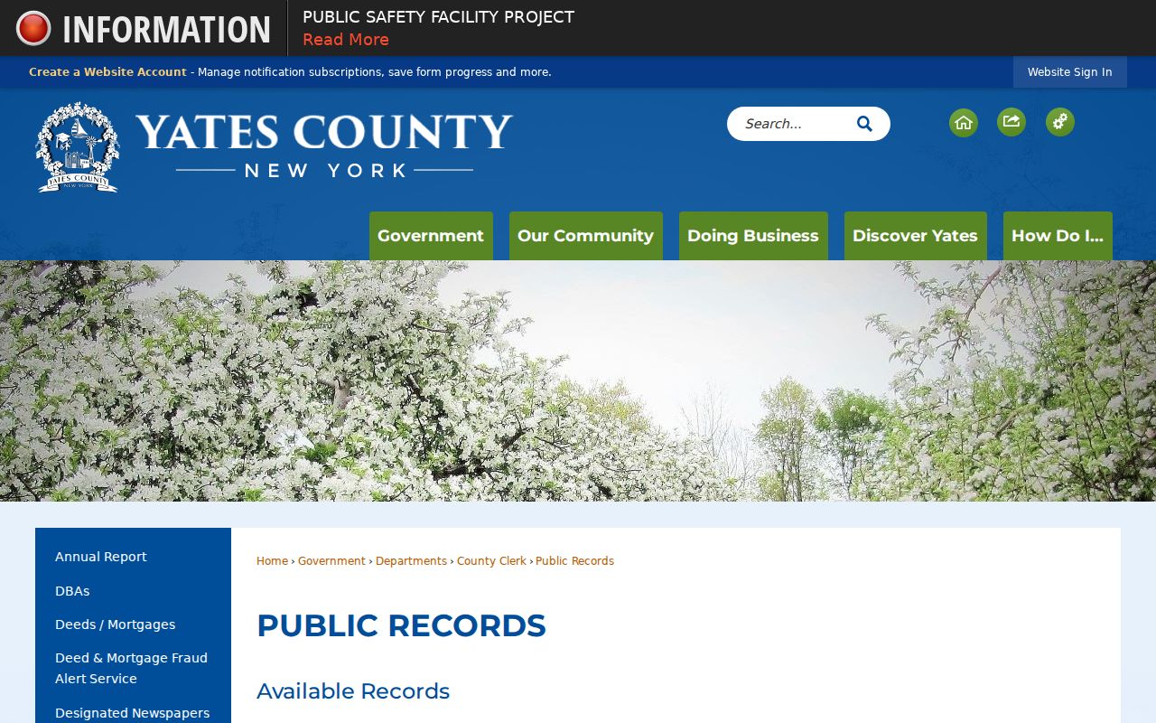 Yates County public and restricted criminal records list