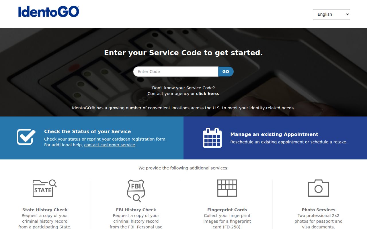 IdentoGO fingerprint enrollment for New York DCJS record review